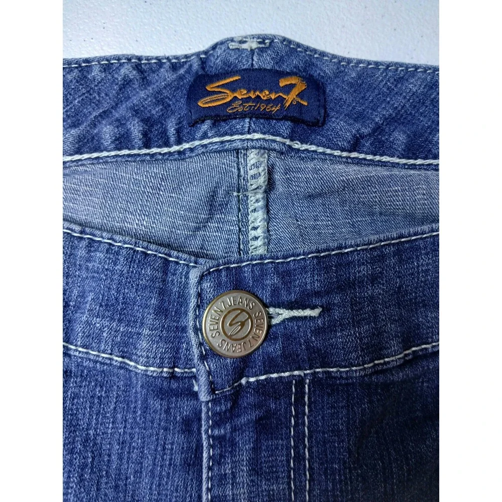Y2K Seven7 Luxe Women Plus Size 18 Bermuda Denim Shorts Medium Wash Blue Stretch